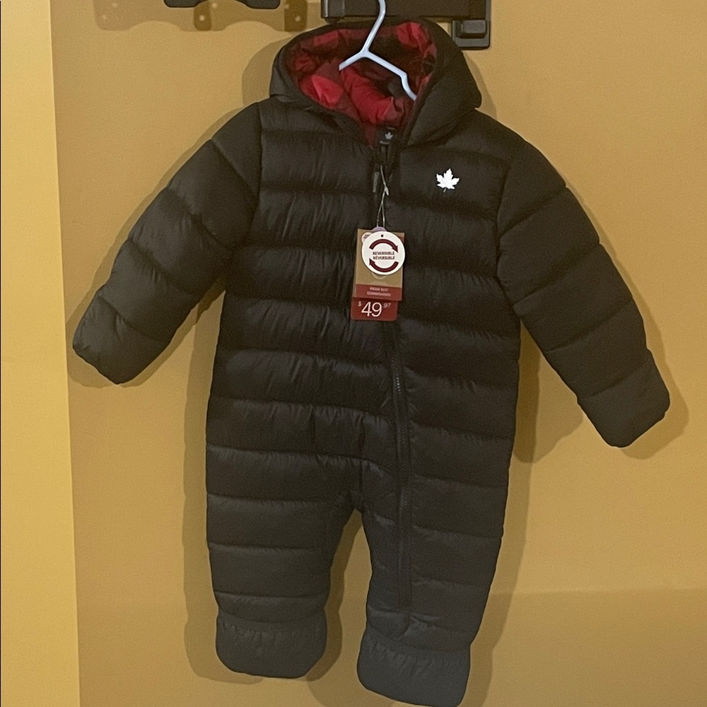 NWT Canadiana Cozy Black and Red infant Puffer snow suit